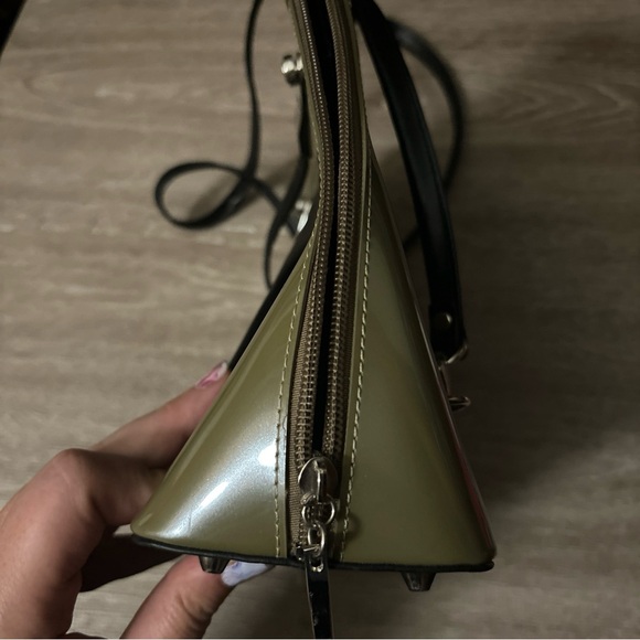 Beijo Patent Leather Convertible Backpack Purse Olive Green/Black - Picture 5 of 7